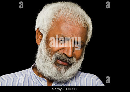 1 indian Senior Adult Man Serious Problem Crying Stock Photo