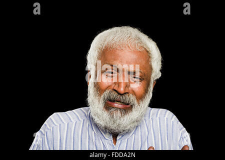 1 indian Senior Adult Man Serious Problem Crying Stock Photo