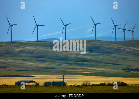Wind farm in Southern Alberta, Canada Stock Photo
