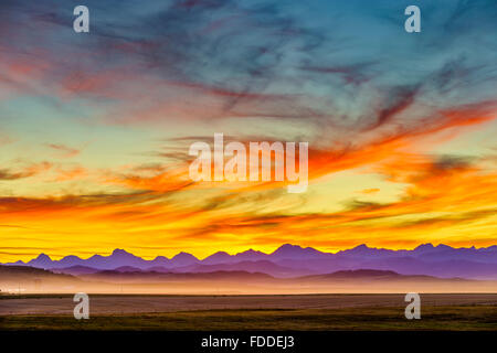 sunset in Alberta Foothills country Stock Photo