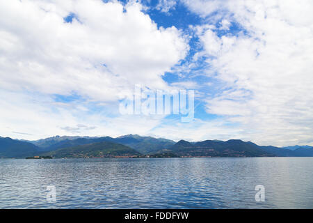 Beautiful water colors of Lake Como in Northern Italy. Stock Photo