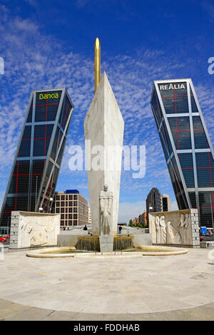 Gateway of Europe Leaning Towers Madrid Spain ES Stock Photo