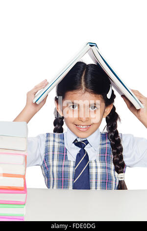 1 Person Only Book Education Girl Kid Reading School Smiling Student Studying Stock Photo