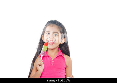 1 Person Only Delicious Eating Girl Ice Cream Kid Laughing Showing Smiling Standing Stock Photo