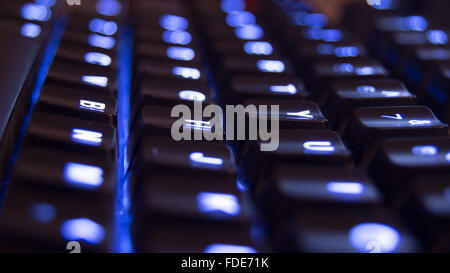 A backlit mechanical keyboard. Stock Photo