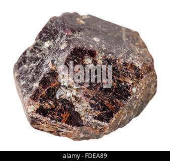 macro shooting of collection natural rock - brown Tourmaline Dravite mineral stone isolated on white background Stock Photo