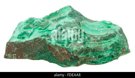 macro shooting of collection natural rock - green Malachite ornamental stone isolated on white background Stock Photo