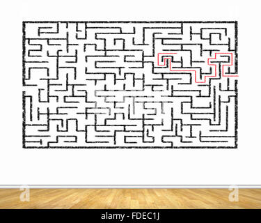 Drawn abstract maze against white background. Finding solution Stock Photo