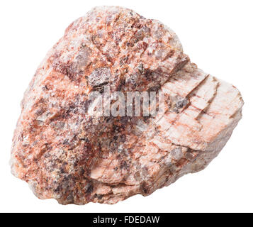 pebble from pink granitic gneiss rock natural mineral stone isolated on white background Stock Photo