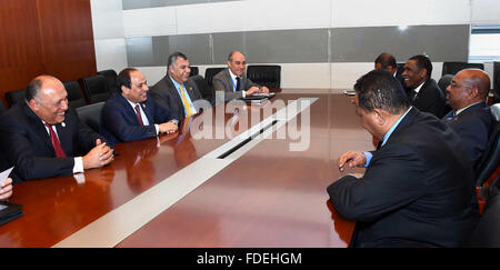 Addis Ababa, Addis Ababa, Ethiopia. 30th Jan, 2016. Egypt's President Abdel Fattah al-Sisi meets with Sudan's President Omar al-Bashir, in Ethiopia's capital Addis Ababa, January 30, 2016 © Egyptian President Office/APA Images/ZUMA Wire/Alamy Live News Stock Photo