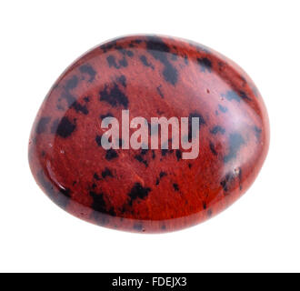 natural mineral gem stone - tumbled Mahogany Obsidian gemstone isolated on white background close up Stock Photo