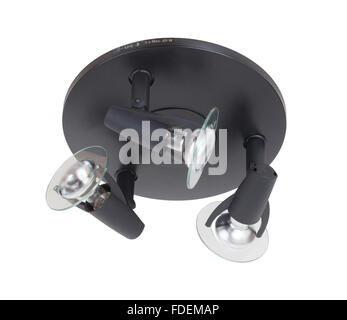 Black ceiling light fixture isolated on white background Stock Photo