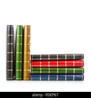 Photo albums.Stack of vintage books isolated on white background. Design element. Objects group with clipping path Stock Photo