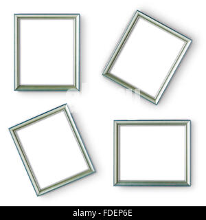 Silver wooden frames collection isolated on white background. Art gallery Stock Photo