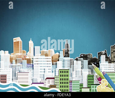 Collage background image with business office buildings Stock Photo