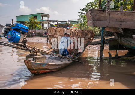 Fisherman in the Mekong Delta Vietnam South East Asia Stock Photo - Alamy