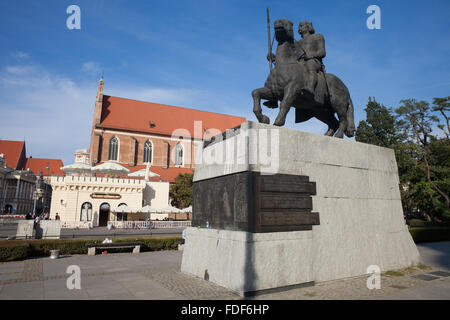 Poland, city of Wroclaw, Boleslaw Chrobry Monument and Corpus Christi Church Stock Photo