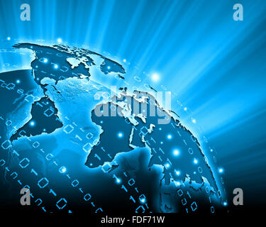 Blue vivid image of globe. Globalization concept Stock Photo