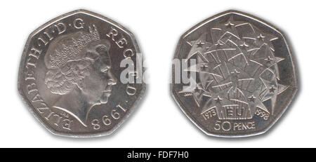 Commemorative fifty pence piece 25th Anniversary of UK EU membership 1973 1998 Stock Photo