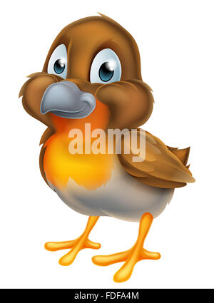 Cartoon robin bird cute character mascot Stock Photo