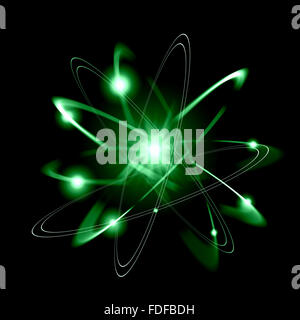 Image of color atoms and electrons. Physics concept Stock Photo