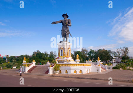 The statue of King Anouvong in Vientiane, Laos Stock Photo