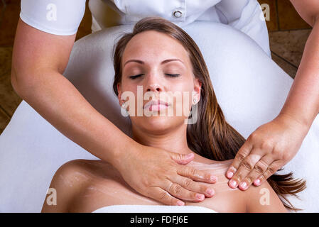 Face cleaning in a beauty salon. Stock Photo