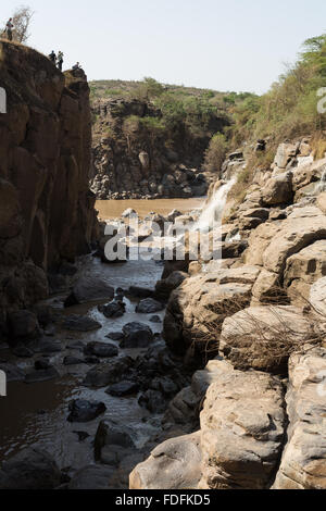 A waterfall into a rocky gorge in the Awash National Park, Ethiopia Stock Photo