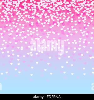pink and blue background with falling hearts. vector illustration Stock Vector