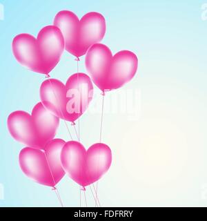 pink heart balloons background. vector Stock Vector