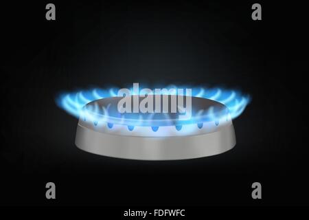 kitchen gas burner on black. realistic vector illustration Stock Vector