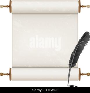 old blank scroll paper and feather pen Stock Vector Image & Art - Alamy