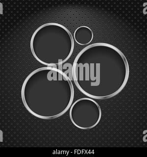 Abstract metal background with circles. Vector design template Stock Vector