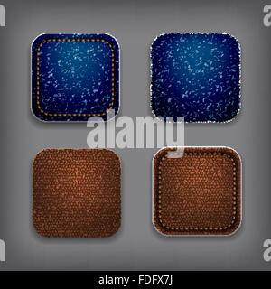 App icon set - jeans and leather Stock Vector