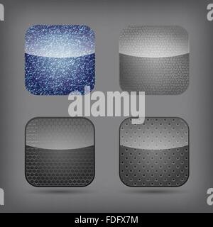 App icon set - jeans, metallic and leather Stock Vector
