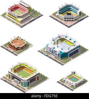 Vector isometric stadiums set Stock Vector
