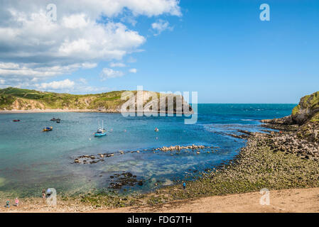 Lulworth Cove and the village of West Lulworth, Jurassic Coast World Heritage Site, Dorset, England Stock Photo