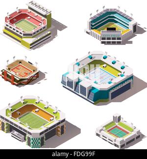 Vector isometric stadiums set Stock Vector