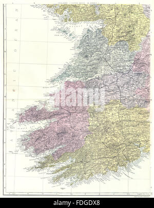 IRELAND South West: MUNSTER: Clare Limerick Cork Kerry. Bacon, 1895 old map Stock Photo