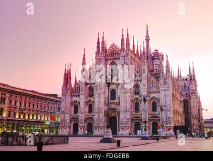 Duomo cathedral in Milan, Italy at sunrise Stock Photo