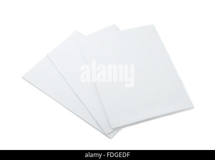 Three blank brochures isolated on white Stock Photo