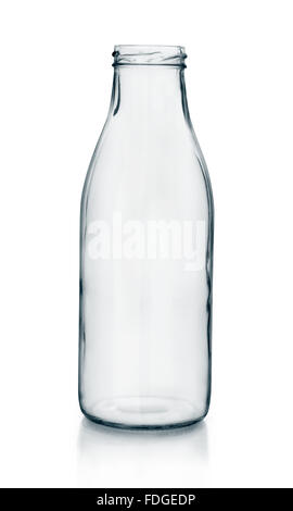 Empty glass milk bottle Stock Photo