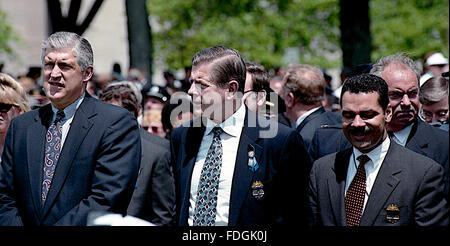 Washington, DC., USA, 15th May, 1995 President William Clinton attends the annual Police Memorial on Capitol Hill.  Director of USSS Eljay Bowron and Former Director John Magaw at the memorial service.  Credit: Mark Reinstein Stock Photo