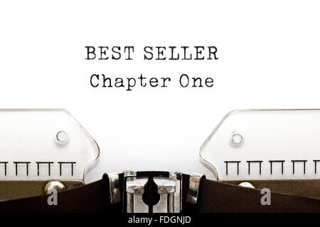 Best Seller Chapter One printed on retro typewriter. Bestseller concept. Stock Photo