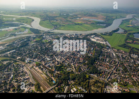 Aerial view, Round downtown plan, overviews of Wesel, historic city center of Wesel, Wesel, Rhineland, North Rhine-Westphalia, Stock Photo