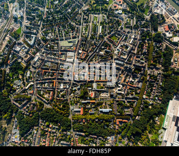 Aerial view, Round downtown plan, overviews of Wesel, historic city center of Wesel, Wesel, Rhineland, North Rhine-Westphalia, Stock Photo