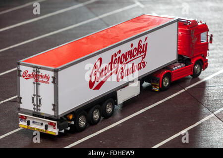 Model truck with the logo of the brewery Budweiser Budvar Czech Republic Stock Photo