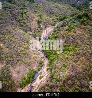 Aerial of Phophonyane Falls in Giggs Peak, Swaziland, Africa. Stock Photo