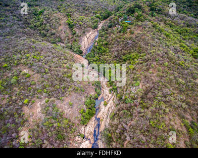 Aerial of Phophonyane Falls in Giggs Peak, Swaziland, Africa. Stock Photo