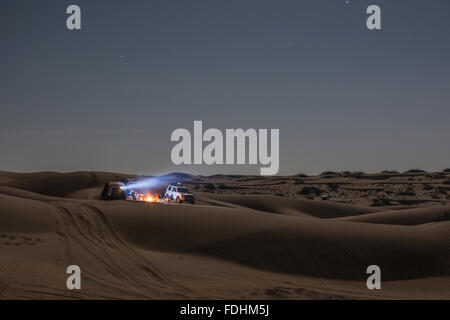 Camping in the Desert of Wahiba Sands Stock Photo